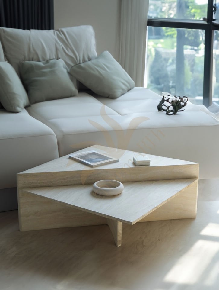 Moderner Travertin Couchtisch & Naturstein