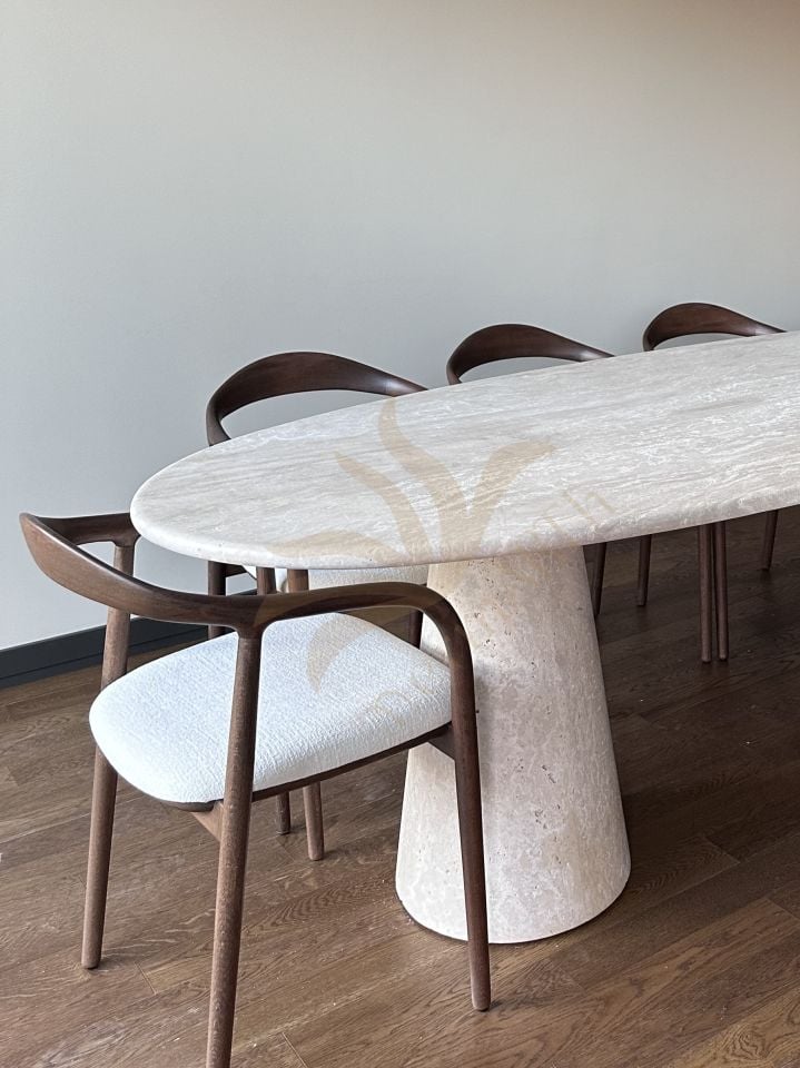 Travertin Tisch & Ellipsenmodell